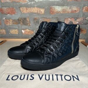 Authentic Louis Vuitton Stellar black empreinte leather high top sneakers